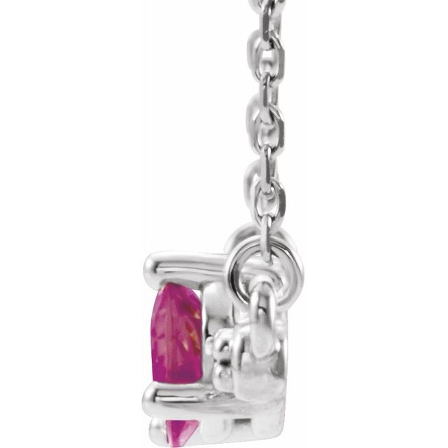 Sterling Silver Natural Pink Tourmaline & 1/10 CTW Natural Diamond 18" Necklace