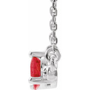 Sterling Silver Lab-Grown Ruby & 1/10 CTW Natural Diamond 16" Necklace