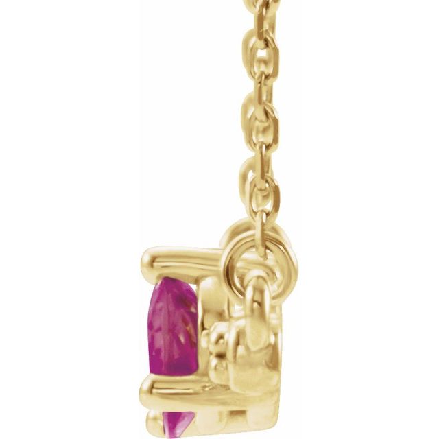 14K Yellow Natural Pink Tourmaline & 1/10 CTW Natural Diamond 18" Necklace