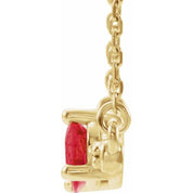 14K Yellow Lab-Grown Ruby & 1/10 CTW Natural Diamond 18" Necklace