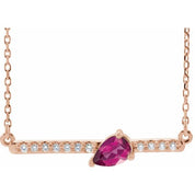 14K Rose Natural Pink Tourmaline & 1/10 CTW Natural Diamond 18" Necklace