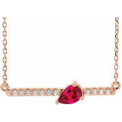 14K Rose Lab-Grown Ruby & 1/10 CTW Natural Diamond 16" Necklace