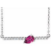 Sterling Silver Natural Pink Tourmaline & 1/10 CTW Natural Diamond 18" Necklace