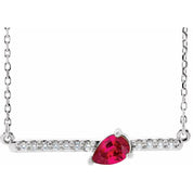 Sterling Silver Lab-Grown Ruby & 1/10 CTW Natural Diamond 18" Necklace