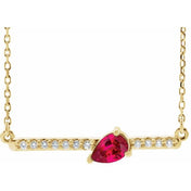 14K Yellow Natural Ruby & 1/10 CTW Natural Diamond 16" Necklace