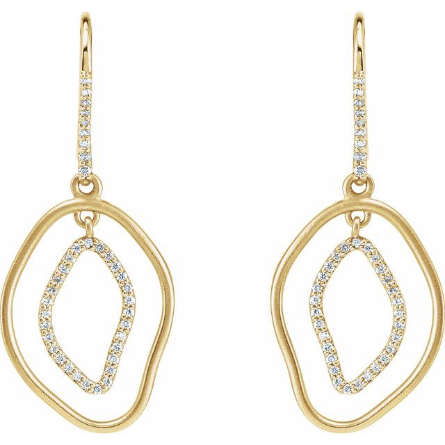 14K Yellow 3/8 CTW Natural Diamond Dangle Earrings