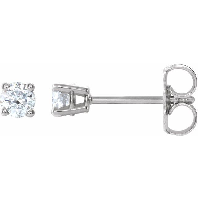 Sterling Silver 3.5 mm Imitation White Cubic Zirconia Stud Earrings