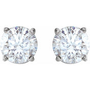 Sterling Silver 7 mm Imitation White Cubic Zirconia Stud Earrings