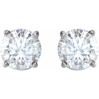 Sterling Silver 7 mm Imitation White Cubic Zirconia Stud Earrings