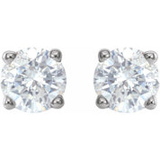 Sterling Silver 4.5 mm Imitation White Cubic Zirconia Stud Earrings