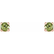 14K Rose 2.5 mm Natural Peridot Stud Earrings