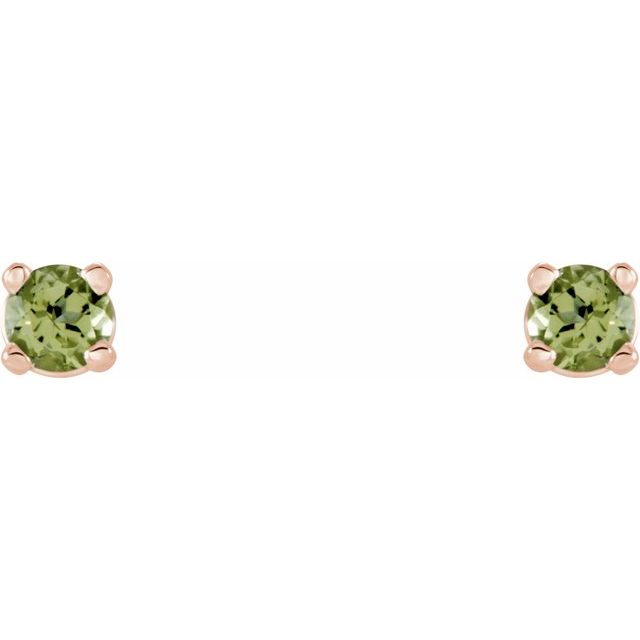 14K Rose 2.5 mm Natural Peridot Stud Earrings