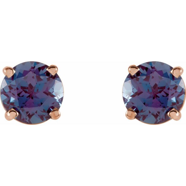 14K Rose 5 mm Lab-Grown Alexandrite Stud Earrings