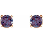 14K Rose 4 mm Lab-Grown Alexandrite Stud Earrings