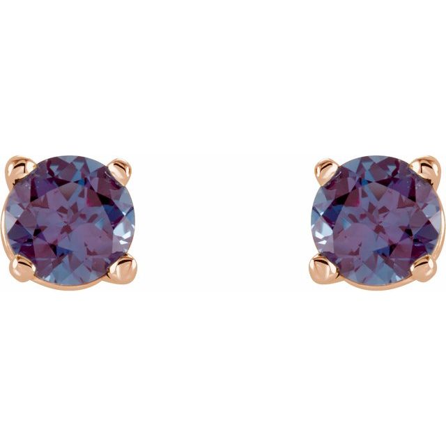 14K Rose 4 mm Lab-Grown Alexandrite Stud Earrings