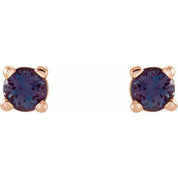 14K Rose 2.5 mm Lab-Grown Alexandrite Stud Earrings