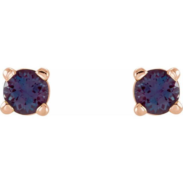 14K Rose 2.5 mm Lab-Grown Alexandrite Stud Earrings