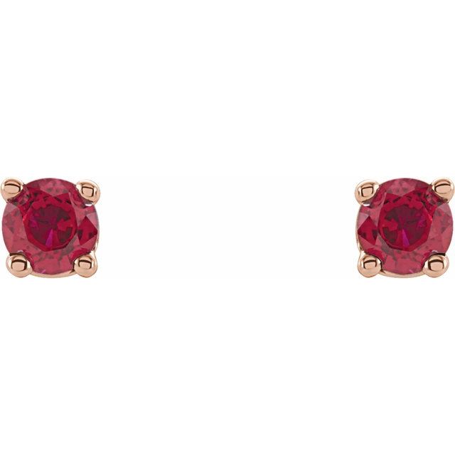 14K Rose 2.5 mm Lab-Grown Ruby Stud Earrings