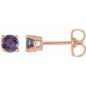 14K Rose 2.5 mm Lab-Grown Alexandrite Stud Earrings