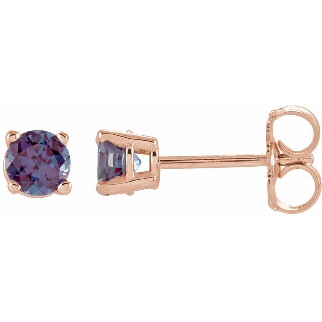 14K Rose 2.5 mm Lab-Grown Alexandrite Stud Earrings