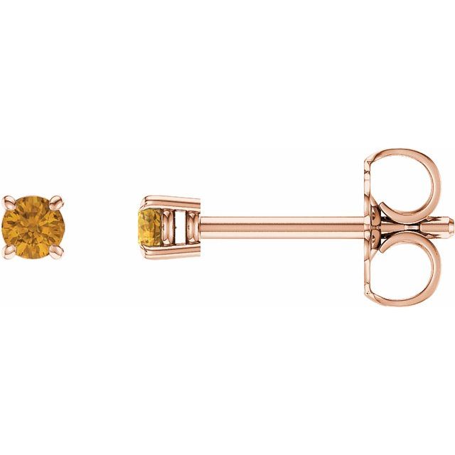 14K Rose 2.5 mm Natural Citrine Stud Earrings