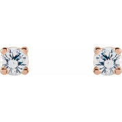 14K Rose 2.5 mm Natural White Sapphire Stud Earrings
