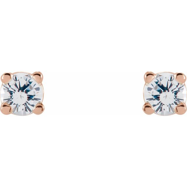 14K Rose 2.5 mm Natural White Sapphire Stud Earrings