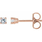 14K Rose 2.5 mm Natural White Sapphire Stud Earrings