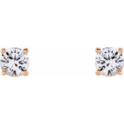 14K Rose 4 mm Natural White Sapphire Stud Earrings
