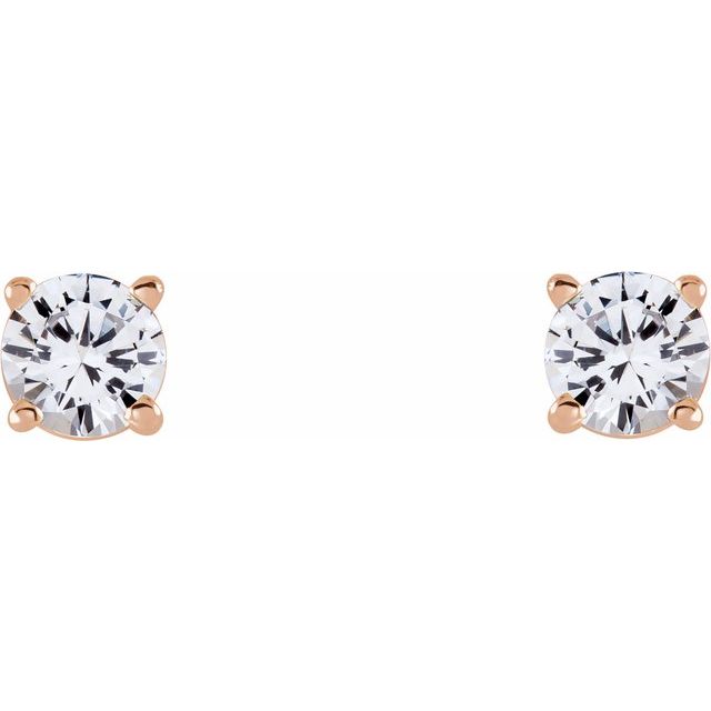 14K Rose 4 mm Natural White Sapphire Stud Earrings