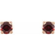 14K Rose 2.5 mm Natural Mozambique Garnet Stud Earrings