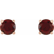 14K Rose 4 mm Natural Mozambique Garnet Stud Earrings