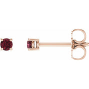 14K Rose 2.5 mm Natural Mozambique Garnet Stud Earrings