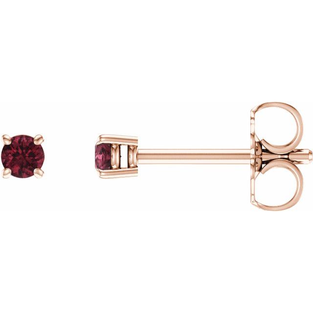 14K Rose 2.5 mm Natural Mozambique Garnet Stud Earrings