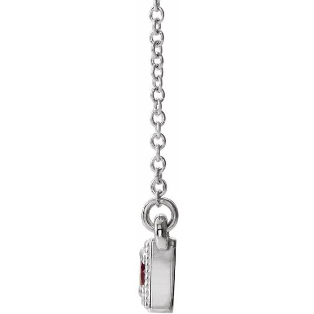 14K White Natural Ruby Three-Stone Bar 16-18" Necklace