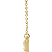 14K Yellow Natural Ruby Three-Stone Bar 16-18" Necklace