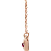 14K Rose Natural Pink Tourmaline Three-Stone Bar 16-18" Necklace