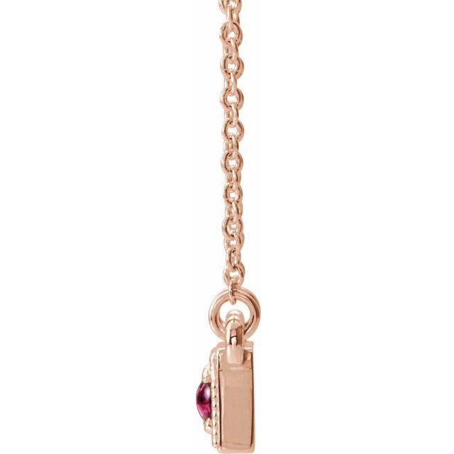 14K Rose Natural Pink Tourmaline Three-Stone Bar 16-18" Necklace