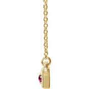 14K Yellow Natural Pink Tourmaline Three-Stone Bar 16-18" Necklace