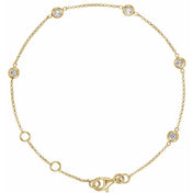 14K Yellow 1/4 CTW Natural Diamond Bezel-Set 5-Station 5 1/2-7" Bracelet