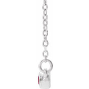 Sterling Silver Lab-Grown Ruby & .08 CTW Natural Diamond Bezel-Set 16-18" Necklace