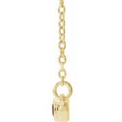 14K Yellow Lab-Grown Ruby & .08 CTW Natural Diamond Bezel-Set 16-18" Necklace