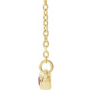 14K Yellow Natural Ruby & .08 CTW Natural Diamond Bezel-Set 16-18" Necklace