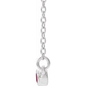 Sterling Silver Natural Pink Tourmaline & .08 CTW Natural Diamond Bezel-Set 16-18" Necklace