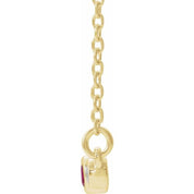 14K Yellow Natural Pink Tourmaline & .08 CTW Natural Diamond Bezel-Set 16-18" Necklace