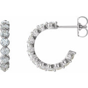 14K White 1 3/8 CTW Lab-Grown Diamond 16.5 mm Hoop Earrings