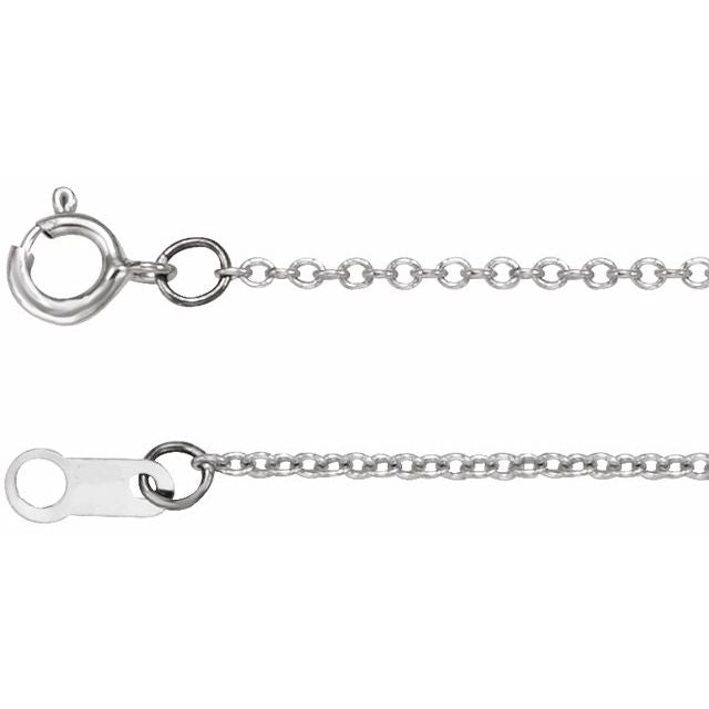 14K White 1 mm Cable 18" Chain