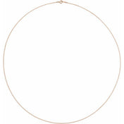 14K Rose 1 mm Cable 18" Chain