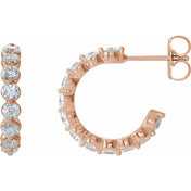 14K Rose 1 3/8 CTW Lab-Grown Diamond 16.5 mm Hoop Earrings