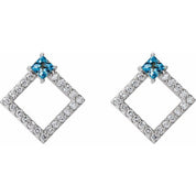 Sterling Silver Natural Aquamarine & 1/3 CTW Natural Diamond Earrings
